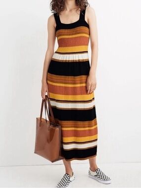 Madewell Striped Knit Tank Midi Dress Women’s size XXL Sleeveless Retro